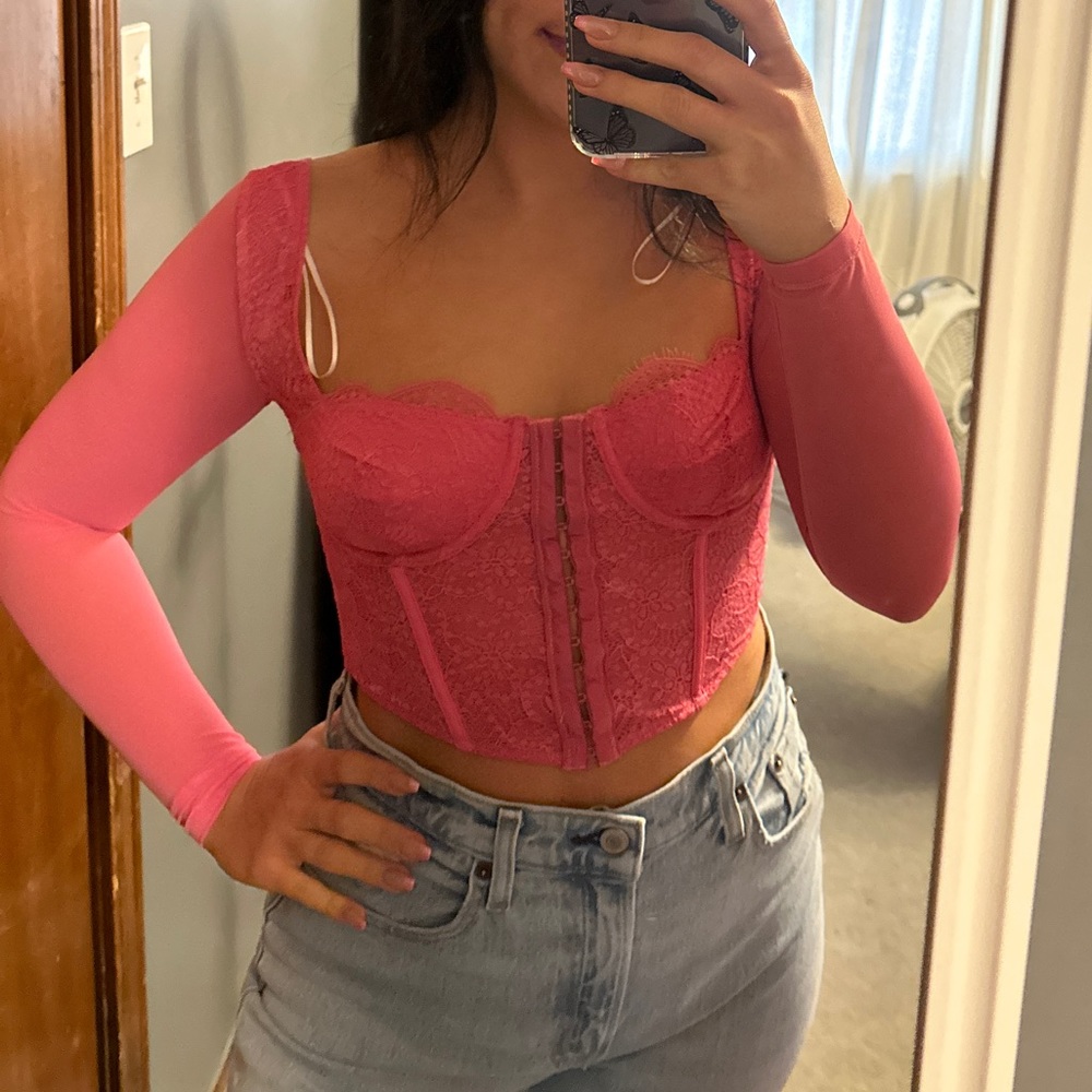 Long sleeve corset top from white fox boutique